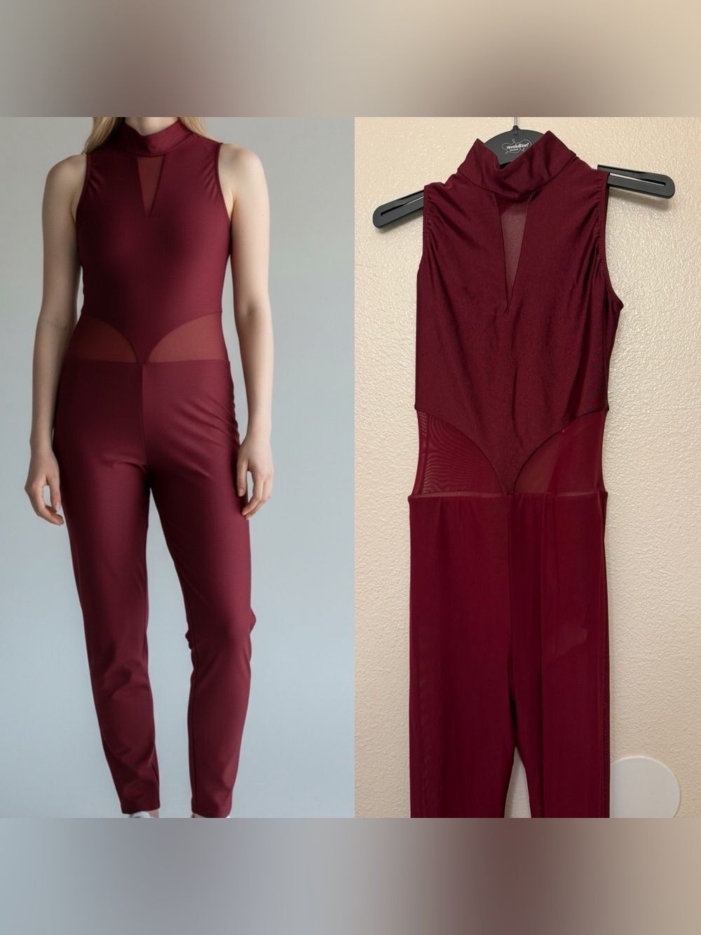 Revolution Dance burgundy red unitard jumpsuit costume Th20278 SA adult